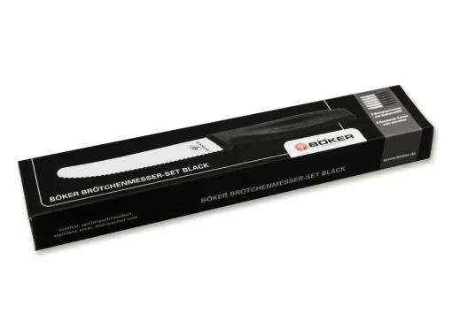 Böker Manufaktur Wellenschliffmesser<Brotchenmesser Schwarz Set 6 Stuck